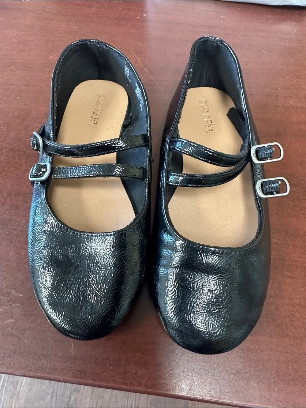 ##115, Size 13, Old Navy Black Patent Double-Strap Mary Janes